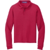 Custom Port Authority Youth Long Sleeve Silk Touch Polo. Red