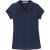 Custom Port Authority Girls Silk Touch Peter Pan Collar Polo. Navy Blue