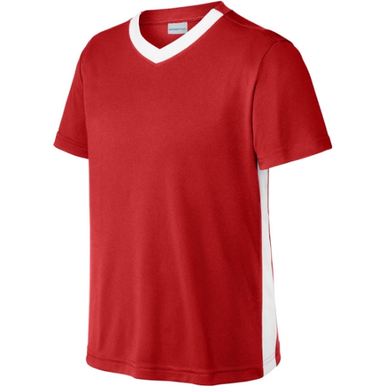 Custom Sport-Tek Youth Competitor United V-Neck Deep Red/White