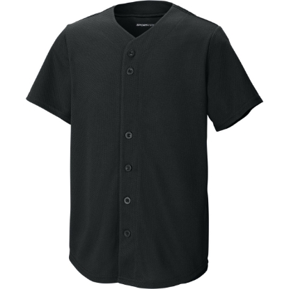 Custom Sport-Tek Youth PosiCharge Tough Mesh Full-Button Jersey Black