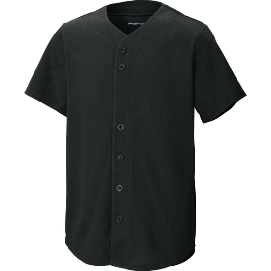 Custom Sport-Tek Youth PosiCharge Tough Mesh Full-Button Jersey Black