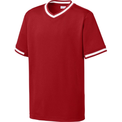 Custom Sport-Tek Youth Tough Mesh V-Neck Baseball Jersey True Red/White