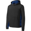 Custom Sport-Tek Youth Sport-Wick CamoHex Fleece Colorblock Hooded Pullover. Black/True Royal Blue