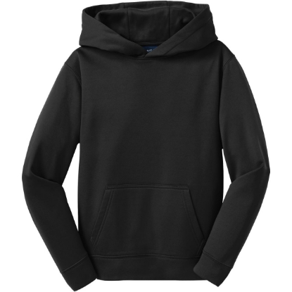 Custom Sport-Tek Youth Sport-Wick Fleece Hooded Pullover. Black