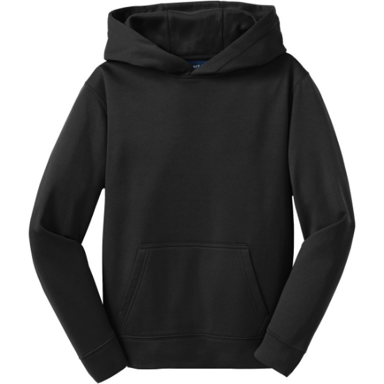 Custom Sport-Tek Youth Sport-Wick Fleece Hooded Pullover. Black