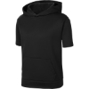 Custom Sport-Tek Youth Sport-Wick Fleece Short Sleeve Hooded Pullover. Black