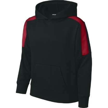 Custom Sport-Tek Youth Sport-Wick Fleece United Pullover Hoodie Black/Deep Red