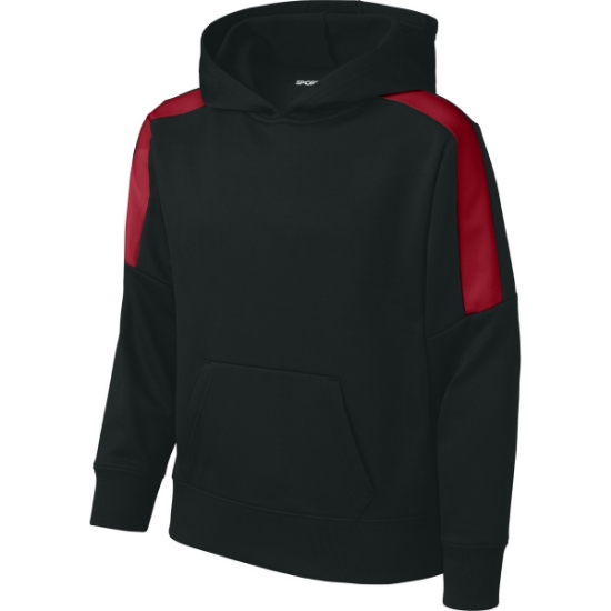 Custom Sport-Tek Youth Sport-Wick Fleece United Pullover Hoodie Black/Deep Red