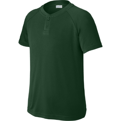 Custom Sport-Tek Youth PosiCharge Competitor 2-Button Henley Forest Green