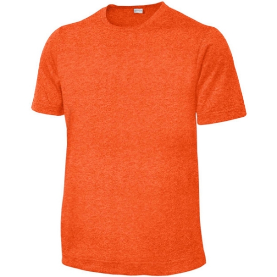 Custom Sport-Tek Youth Heather Contender Tee. Deep Orange Heather