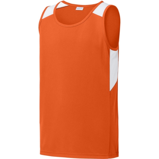 Custom Sport-Tek Youth Club Track Tank Deep Orange/White