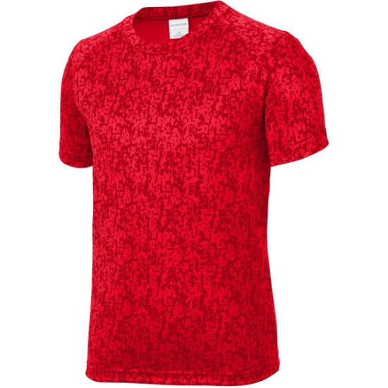 Custom Sport-Tek Youth Digi Camo Tee. True Red