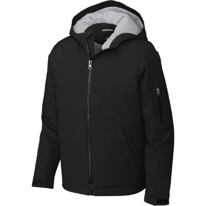 Custom Sport-Tek Youth Waterproof Insulated Jacket Black