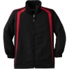 Custom Sport-Tek Youth Colorblock Raglan Jacket. Black/True Red