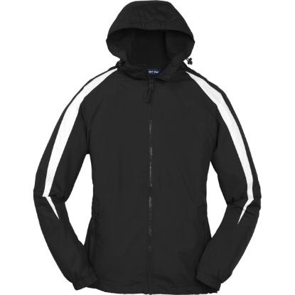 Custom Sport-Tek Youth Fleece-Lined Colorblock Jacket. Black/White