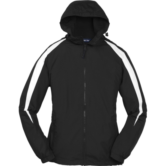 Custom Sport-Tek Youth Fleece-Lined Colorblock Jacket. Black/White
