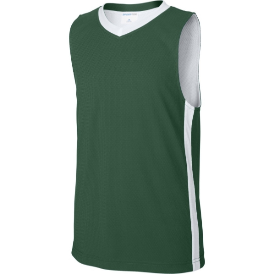 Custom Sport-Tek Youth Rival Basketball Rev Jersey Forest Green/White