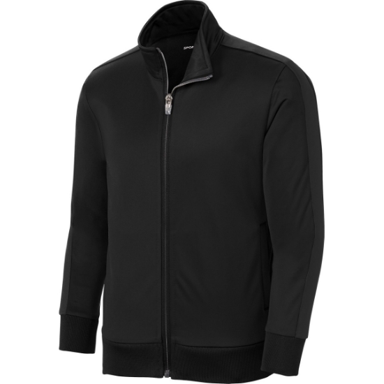 Custom Sport-Tek Youth Tricot Sleeve Stripe Track Jacket. Black/Black