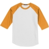 Custom Sport-Tek Youth Colorblock Raglan Jersey. White/Gold