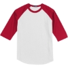Custom Sport-Tek Youth Colorblock Raglan Jersey. White/Red