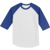 Custom Sport-Tek Youth Colorblock Raglan Jersey. White/Royal Blue
