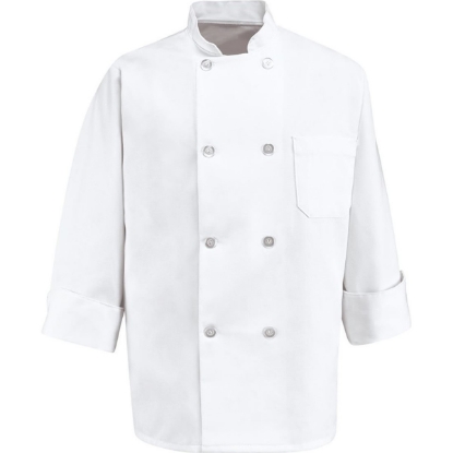 Custom Eight Pearl Button Chef Coat - Tall Sizes White