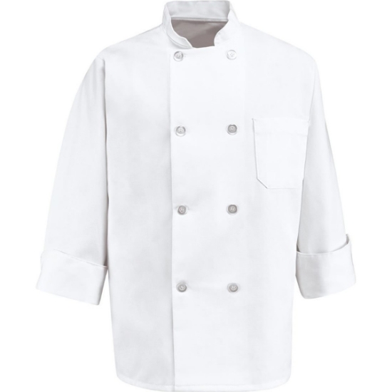 Custom Eight Pearl Button Chef Coat - Tall Sizes White