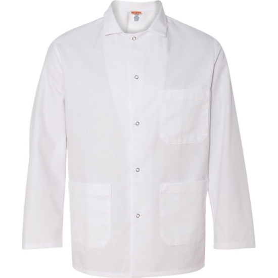 Custom Gripper Front Short Butcher Coat White