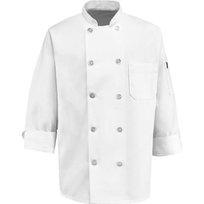 Custom Ten Pearl Button Chef Coat White
