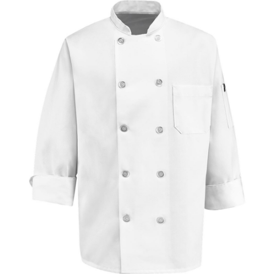 Custom Ten Pearl Button Chef Coat White