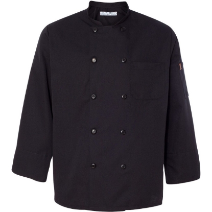 Custom Ten Pearl Button Black Chef Coat Black