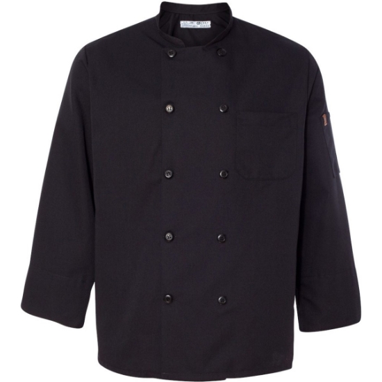 Custom Ten Pearl Button Black Chef Coat Black
