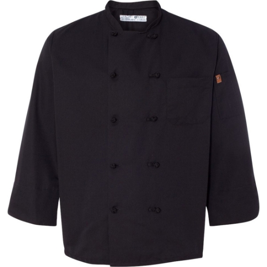 Custom Black Knot Button Chef Coat Black