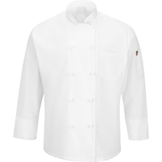 Custom Mimix™ Ten Knot Button Chef Coat with OilBlok White