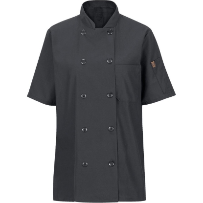 Custom Womens Mimix™ Short Sleeve Chef Coat with OilBlok Charcoal