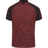 Custom Womens Airflow Raglan Chef Coat Merlot Heather/ Black Mesh