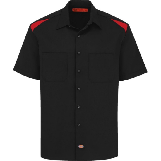 Custom Mens Tall Short Sleeve Performance Team Shirt Black/ English Red