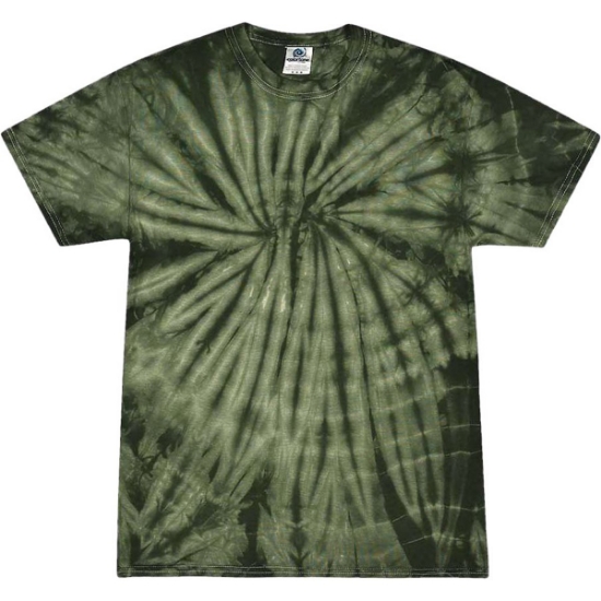 Custom Youth Multi-Color Tie-Dyed T-Shirt Spider Green