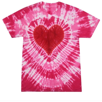 Custom Unisex Shapes Tie-Dyed T-Shirt Pink Heart