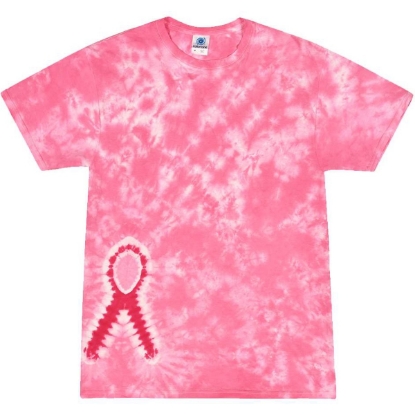 Custom Youth Shapes Tie-Dyed T-Shirt Pink Ribbon