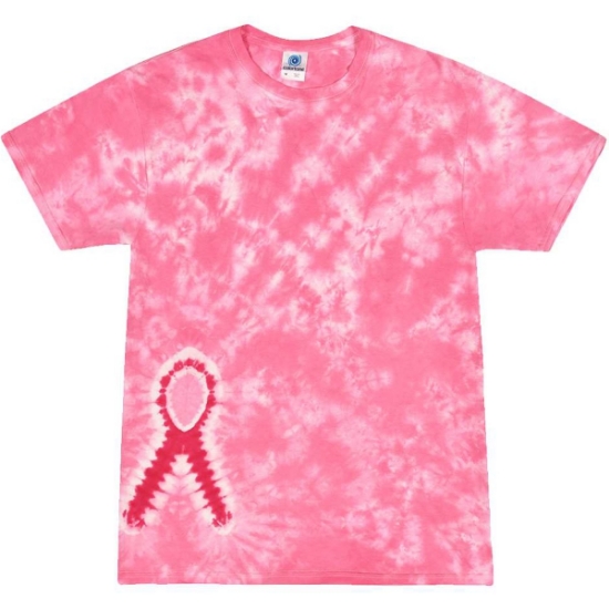 Custom Youth Shapes Tie-Dyed T-Shirt Pink Ribbon