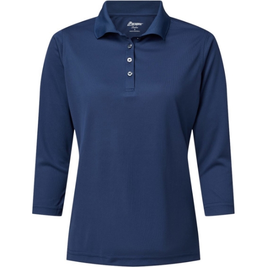 Custom Womens Lady Palm Three-Quarter Sleeve Polo Navy