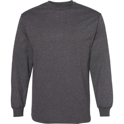 Custom Unisex Heavyweight Cotton Long Sleeve Tee Heather Charcoal