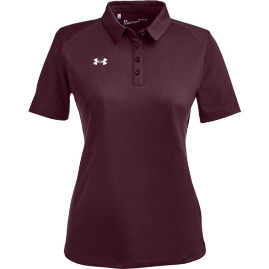 Custom Womens Tech™ Polo Dark Maroon/ White