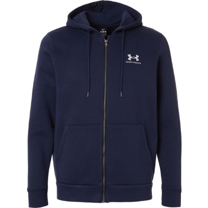 Custom Mens Icon Fleece Hooded Full-Zip Midnight Navy/ White