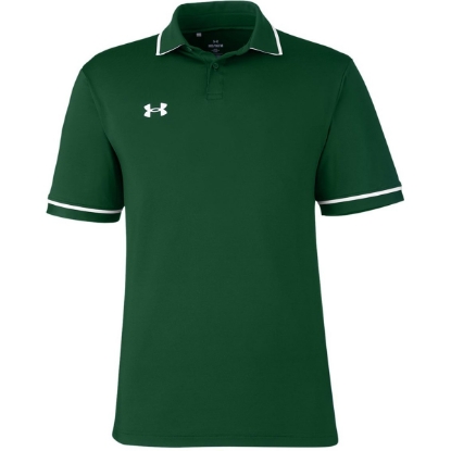 Custom Mens Tipped Teams Performance Polo Forest Green/ White
