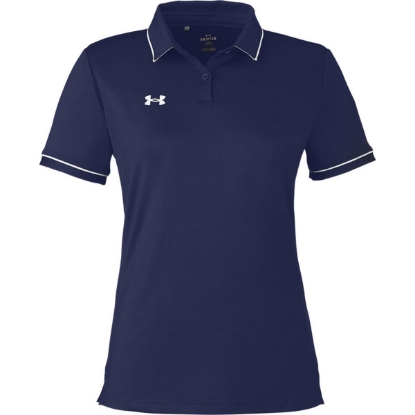 Custom Womens Tipped Teams Performance Polo Midnight Navy/ White