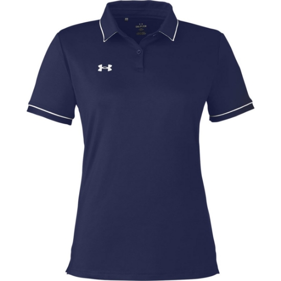 Custom Womens Tipped Teams Performance Polo Midnight Navy/ White