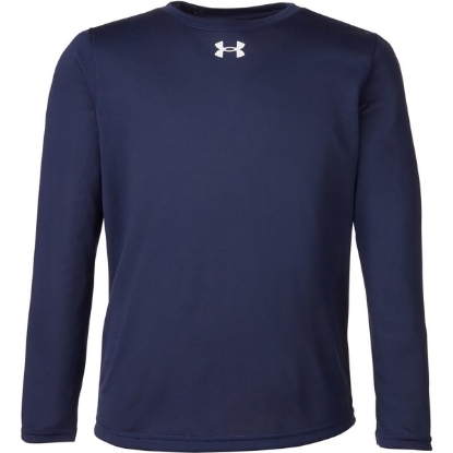 Custom Youth Tech™ Team Long Sleeve T-Shirt Midnight Navy/ White