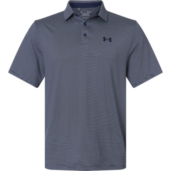Custom Mens Playoff 3.0 Stripe Polo Midnight Navy/ White